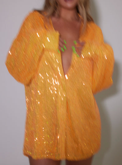 ORANGE IBIZA SEQUIN SHIRT DRESS